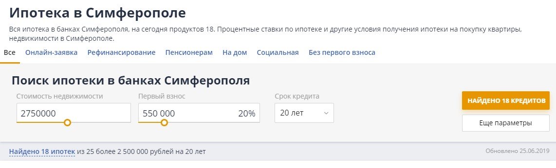 Как рассчитать ипотеку в РНКБ в Крыму калькулятором